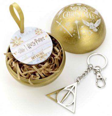 HARRY POTTER - Boule de Noël - Merry Christmas avec porte-clés reliques de la mort