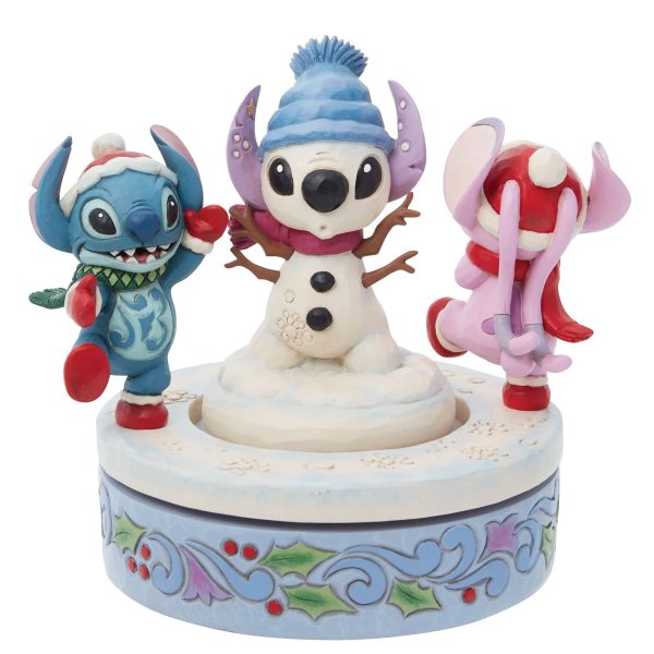 DISNEY - Jim Shore - Stitch et Angel - Bonhomme de neige rotatif